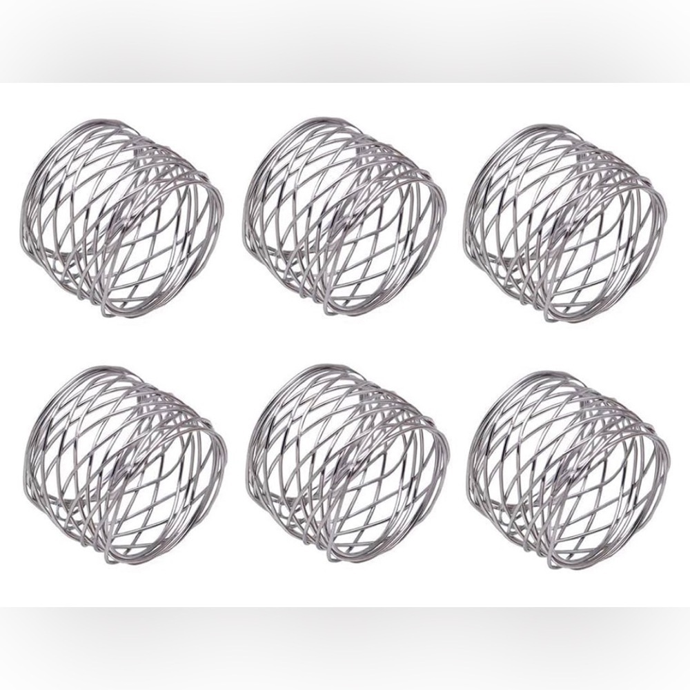(12)‎ Alloy Silver Finish Modern Napkin Rings New In Box